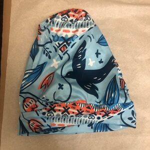 Bihudu Blue and Orange Bird Patterned Night Beanie Hat